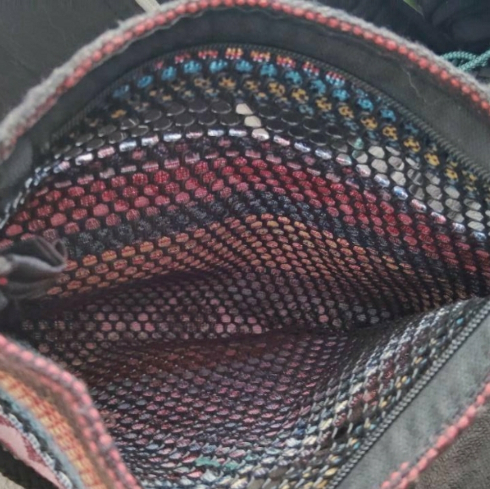 Handmade Hmong Geometric Embroidered Textile Crossbody Bag - Picture 11 of 14
